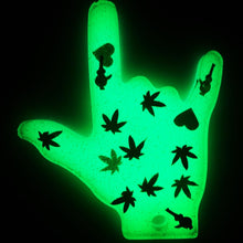 Load image into Gallery viewer, ily green glow in dark with heart, weed and bong glitter
