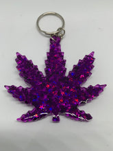 Load image into Gallery viewer, weed transparent purple with purple holographic stars
