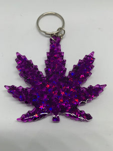 weed transparent purple with purple holographic stars