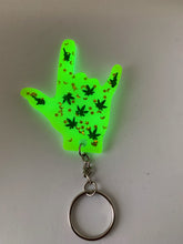 Load image into Gallery viewer, ily green glow in dark with moon n stars and weed and bong glitter

